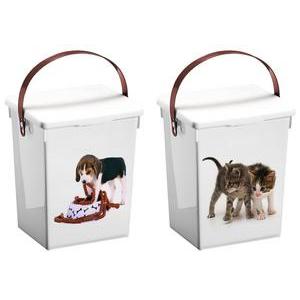 Seau - Plastique - 23,5 x 18 x H 16,5 cm - Blanc et marron